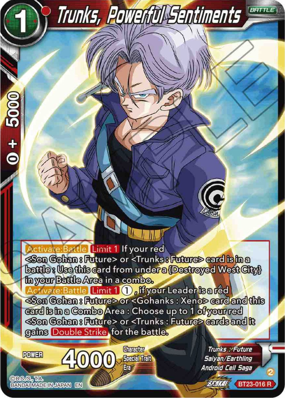 Trunks, Powerful Sentiments (BT23-016) [Perfect Combination] | Fandemonia Ltd