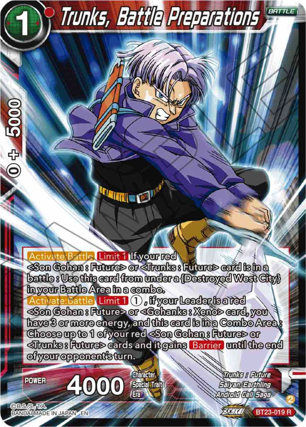 Trunks, Battle Preparations (BT23-019) [Perfect Combination] | Fandemonia Ltd