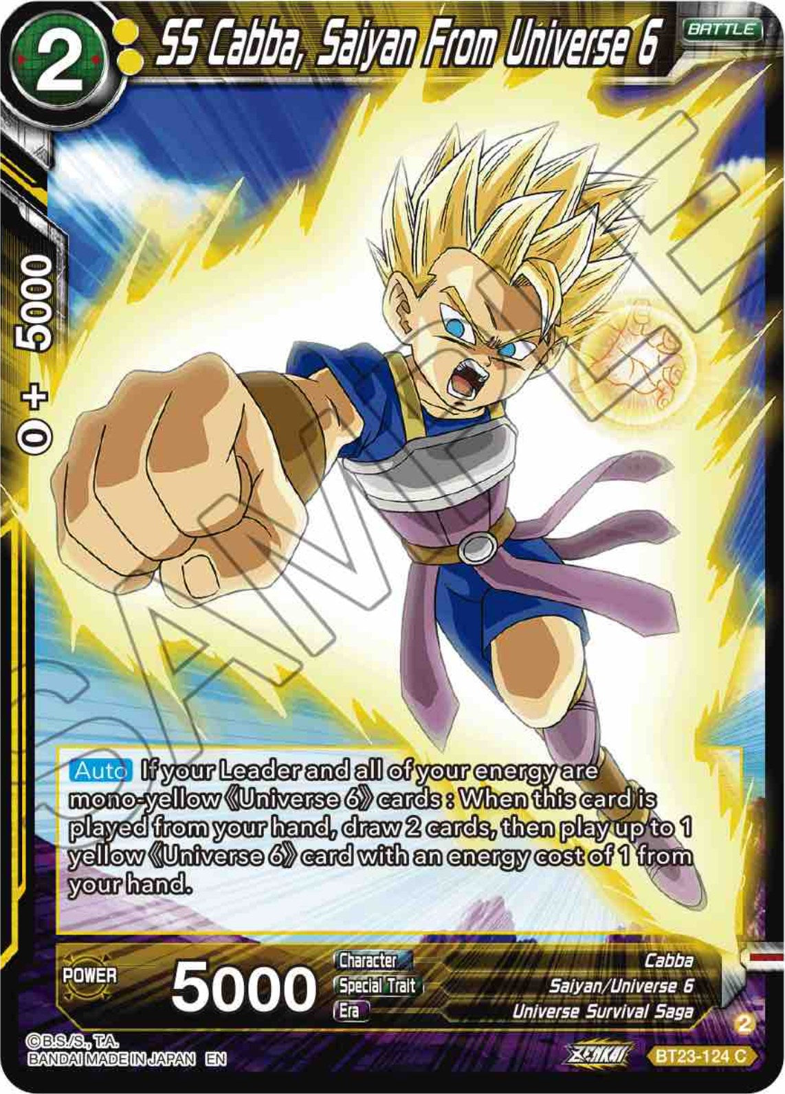 SS Cabba, Saiyan From Universe 6 (BT23-124) [Perfect Combination] | Fandemonia Ltd