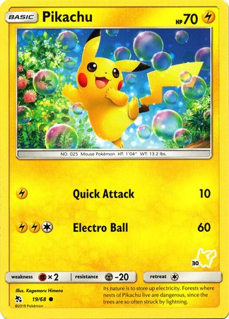 Pikachu (19/68) (Pikachu Stamp #30) [Battle Academy 2020] | Fandemonia Ltd