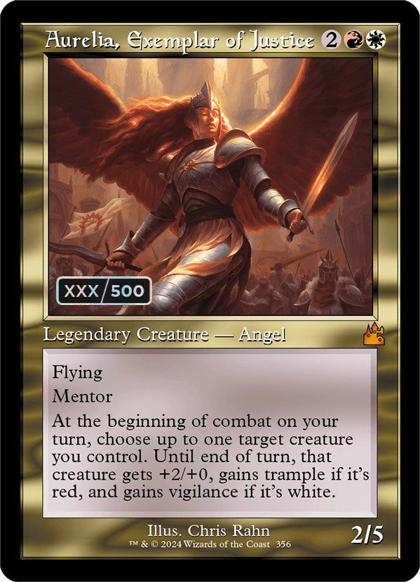 Aurelia, Exemplar of Justice (Retro) (Serialized) [Ravnica Remastered] | Fandemonia Ltd