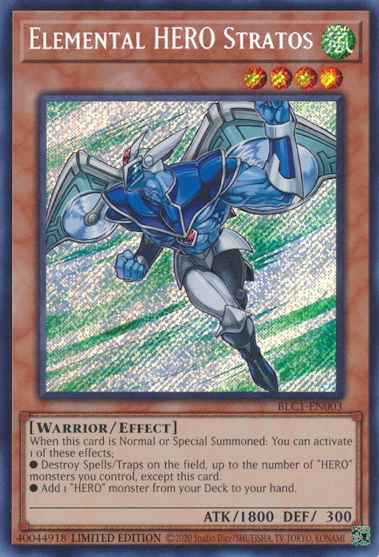 Elemental HERO Stratos [BLC1-EN003] Secret Rare | Fandemonia Ltd