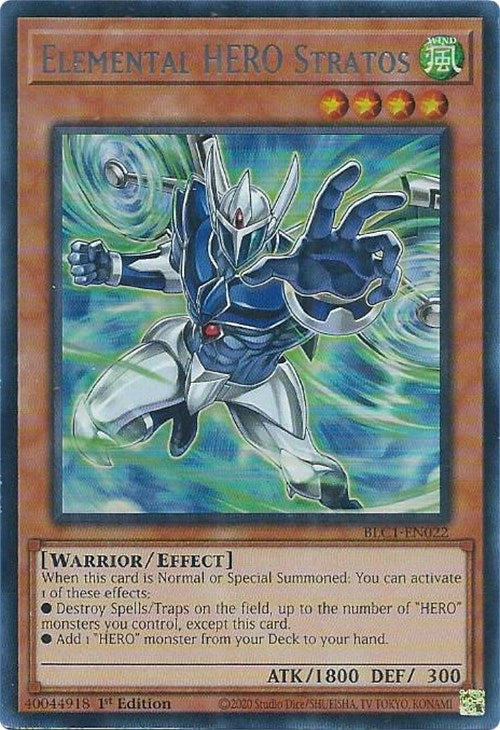 Elemental HERO Stratos (Alternate Art) (Silver) [BLC1-EN022] Ultra Rare | Fandemonia Ltd