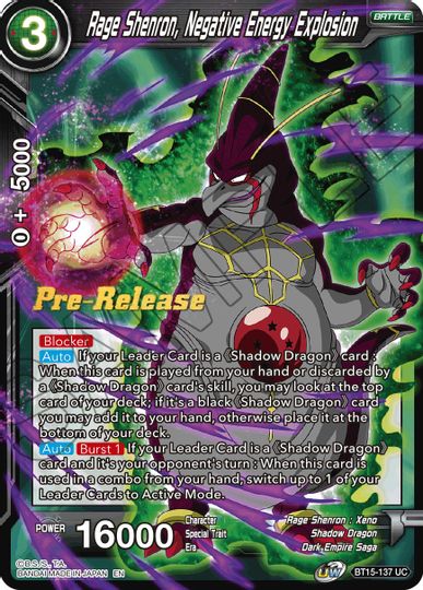 Rage Shenron, Negative Energy Explosion (BT15-137) [Saiyan Showdown Prerelease Promos] | Fandemonia Ltd