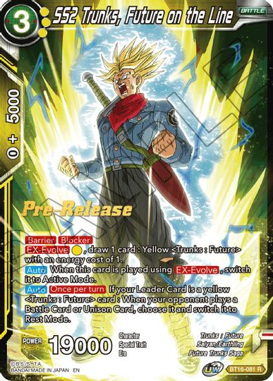 SS2 Trunks, Future on the Line (BT16-081) [Realm of the Gods Prerelease Promos] | Fandemonia Ltd