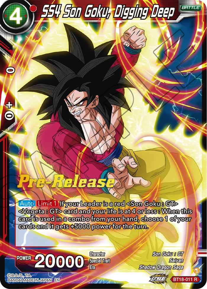 SS4 Son Goku, Digging Deep (BT18-011) [Dawn of the Z-Legends Prerelease Promos] | Fandemonia Ltd