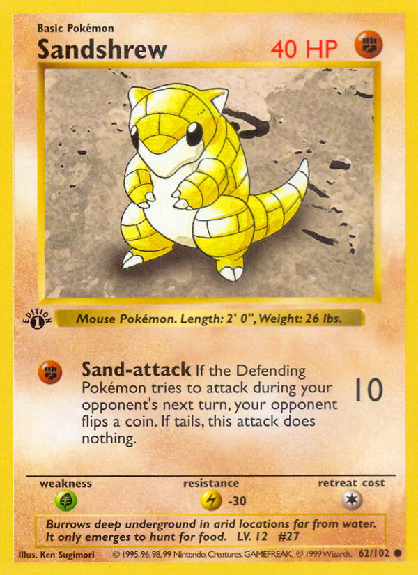 Sandshrew (62/102) (Shadowless) [Base Set 1st Edition] | Fandemonia Ltd