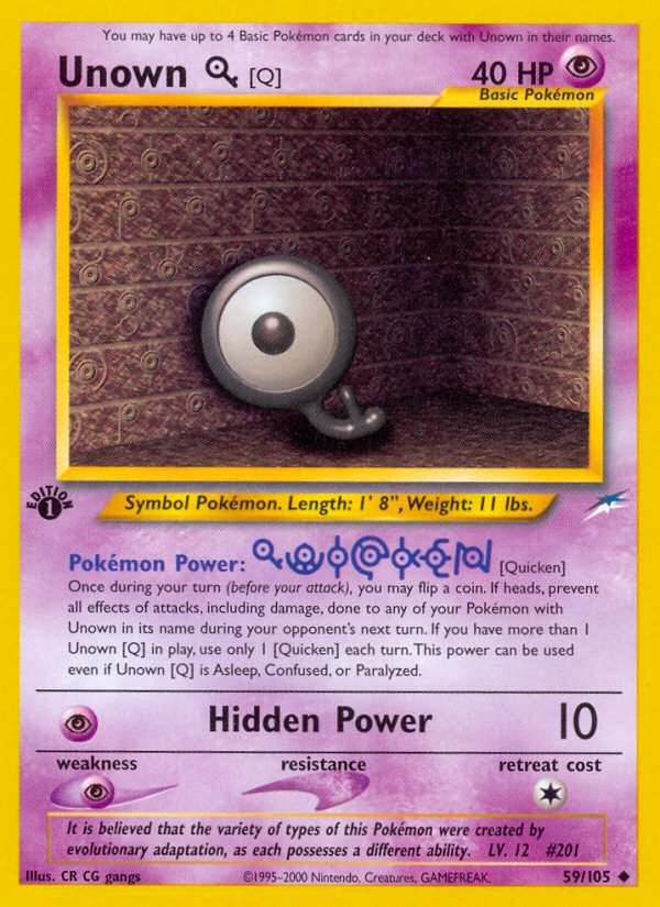 Unown [Q] (59/105) [Neo Destiny 1st Edition] | Fandemonia Ltd