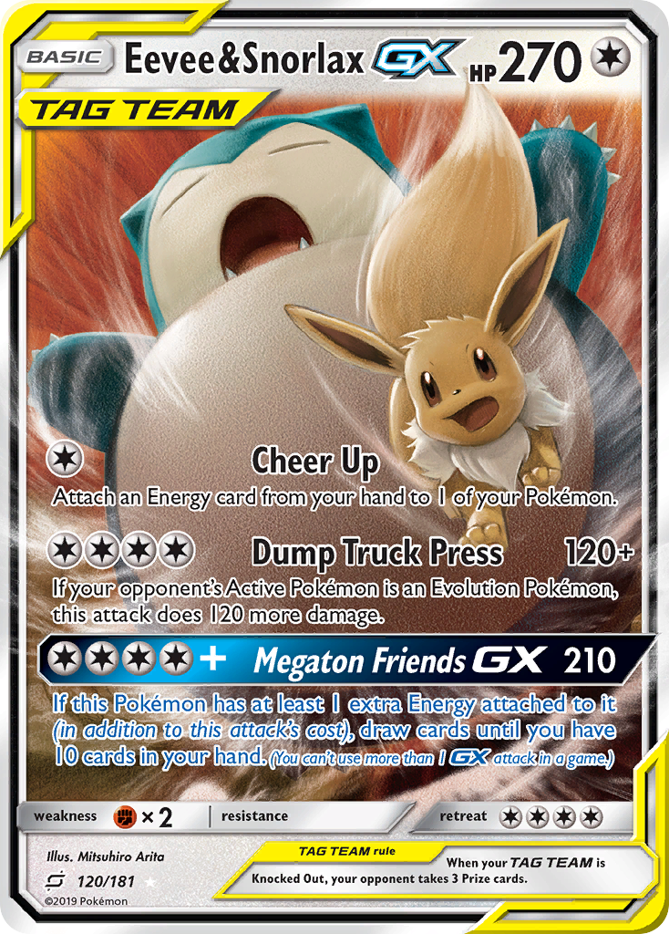 Eevee & Snorlax GX (120/181) [Sun & Moon: Team Up] | Fandemonia Ltd