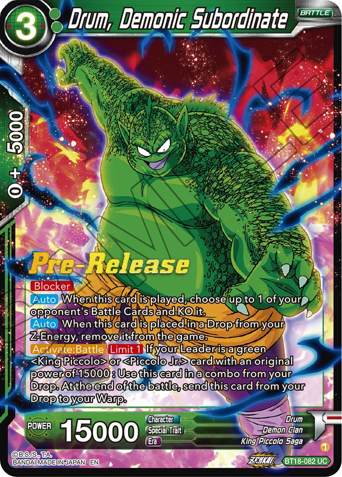 Drum, Demonic Subordinate (BT18-082) [Dawn of the Z-Legends Prerelease Promos] | Fandemonia Ltd