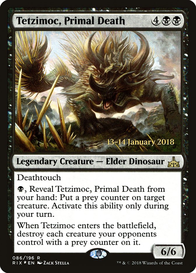 Tetzimoc, Primal Death [Rivals of Ixalan Prerelease Promos] | Fandemonia Ltd