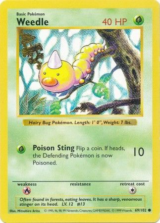 Weedle (69/102) [Base Set Shadowless Unlimited] | Fandemonia Ltd