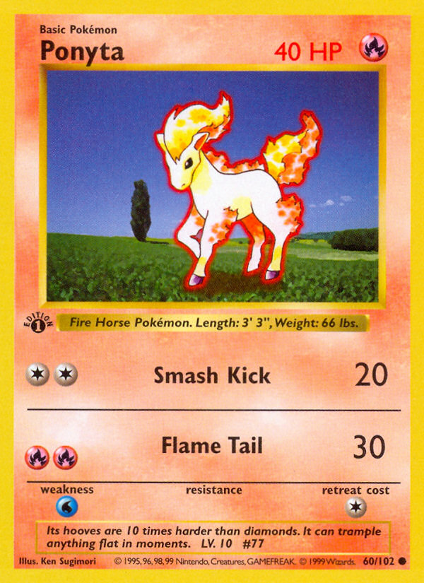 Ponyta (60/102) (Shadowless) [Base Set 1st Edition] | Fandemonia Ltd