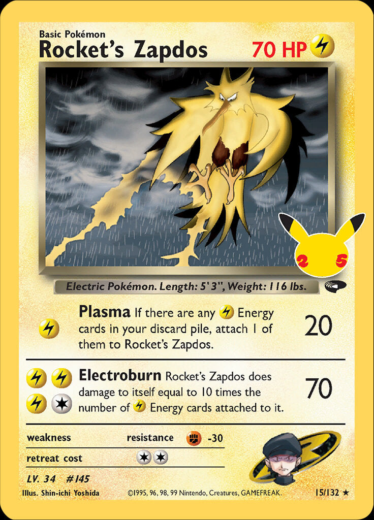 Rocket's Zapdos (15/132) [Celebrations: 25th Anniversary - Classic Collection] | Fandemonia Ltd