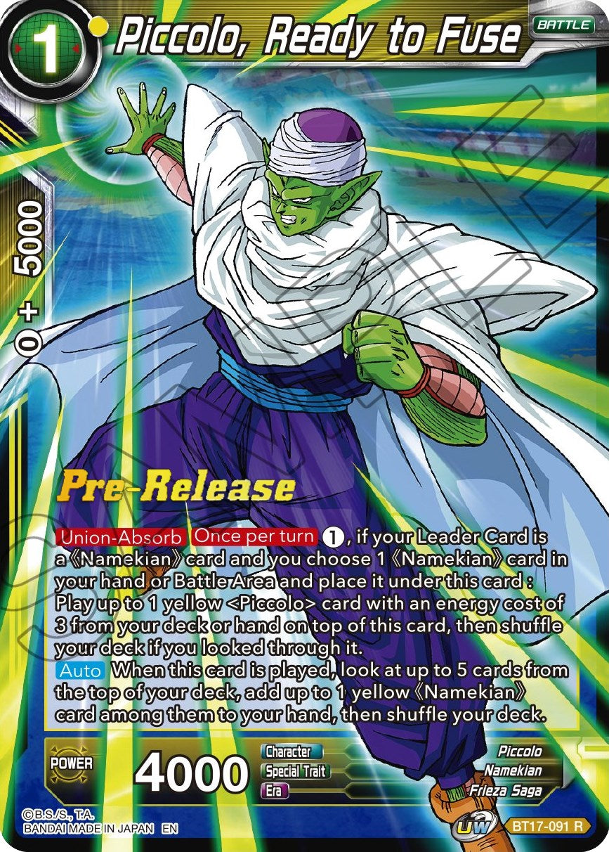 Piccolo, Ready to Fuse (BT17-091) [Ultimate Squad Prerelease Promos] | Fandemonia Ltd