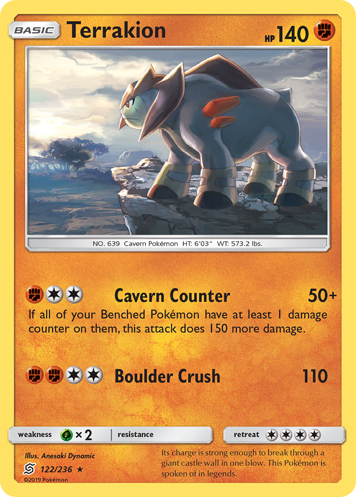 Terrakion (122/236) [Sun & Moon: Unified Minds] | Fandemonia Ltd