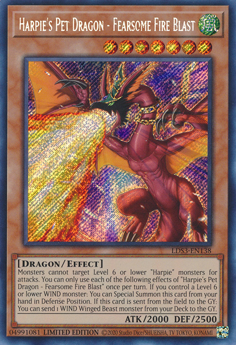 Harpie's Pet Dragon - Fearsome Fire Blast [LDS3-EN138] Secret Rare | Fandemonia Ltd