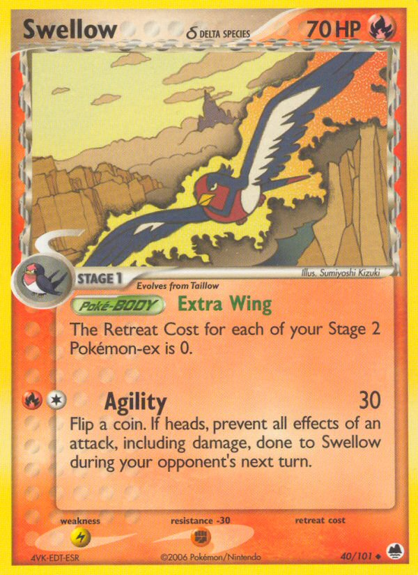 Swellow (40/101) (Delta Species) [EX: Dragon Frontiers] | Fandemonia Ltd