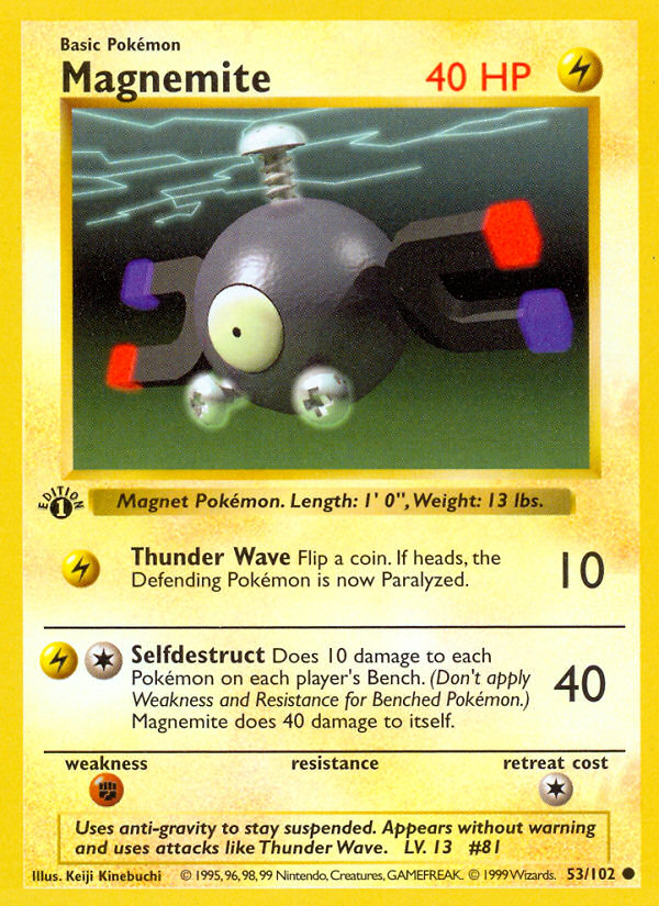 Magnemite (53/102) (Shadowless) [Base Set 1st Edition] | Fandemonia Ltd