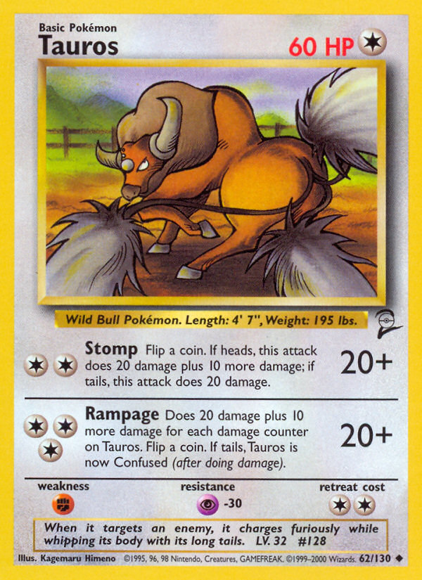 Tauros (62/130) [Base Set 2] | Fandemonia Ltd