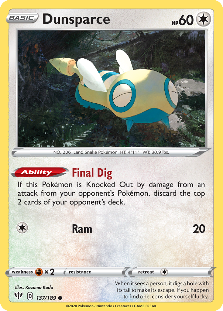 Dunsparce (137/189) [Sword & Shield: Darkness Ablaze] | Fandemonia Ltd