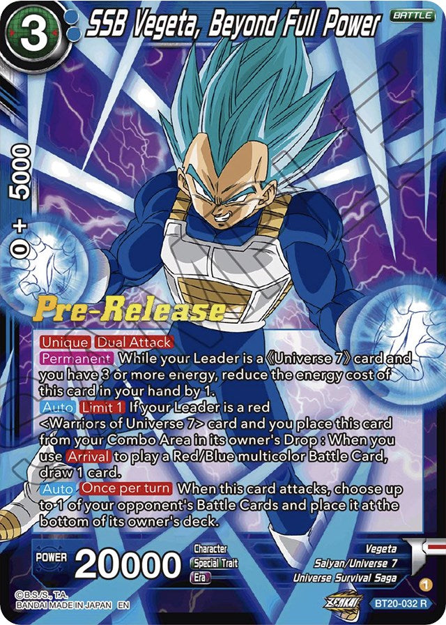 SSB Vegeta, Beyond Full Power (BT20-032) [Power Absorbed Prerelease Promos] | Fandemonia Ltd