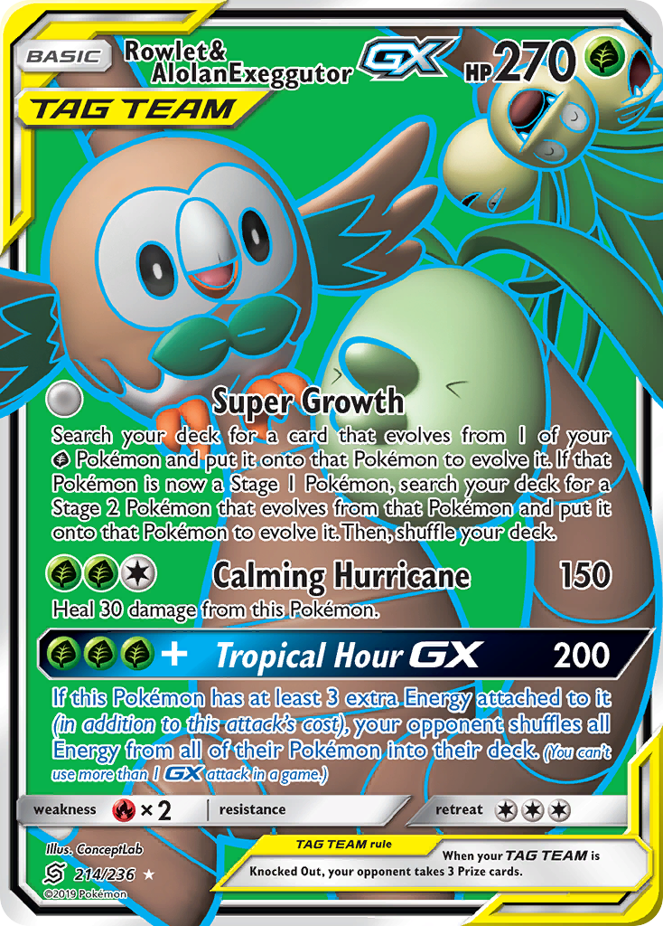 Rowlet & Alolan Exeggutor GX (214/236) [Sun & Moon: Unified Minds] | Fandemonia Ltd