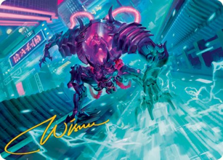 Surgehacker Mech Art Card (Gold-Stamped Signature) [Kamigawa: Neon Dynasty Art Series] | Fandemonia Ltd