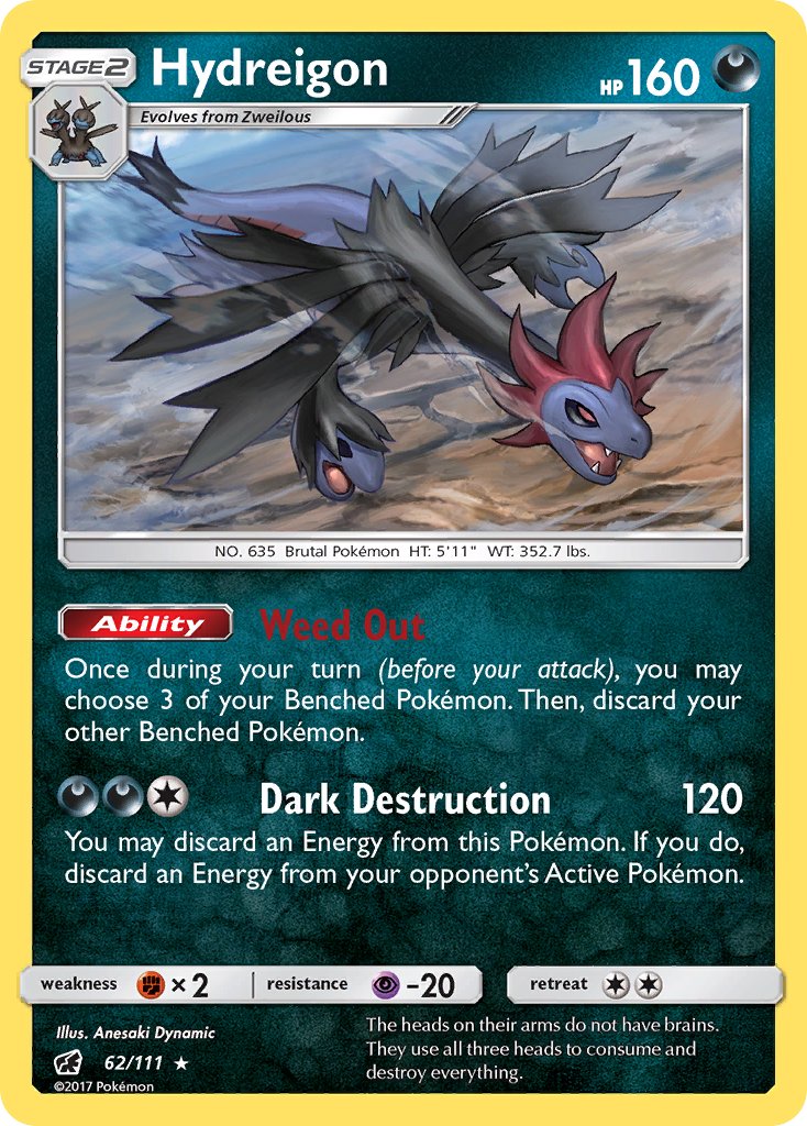 Hydreigon (62/111) (Cracked Ice Holo) (Theme Deck Exclusive) [Sun & Moon: Crimson Invasion] | Fandemonia Ltd