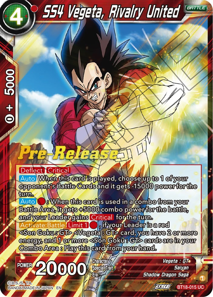 SS4 Vegeta, Rivalry United (BT18-015) [Dawn of the Z-Legends Prerelease Promos] | Fandemonia Ltd