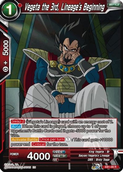 Vegeta the 3rd, Lineage's Beginning (EB1-009) [Battle Evolution Booster] | Fandemonia Ltd