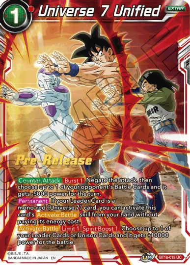 Universe 7 Unified (BT16-019) [Realm of the Gods Prerelease Promos] | Fandemonia Ltd