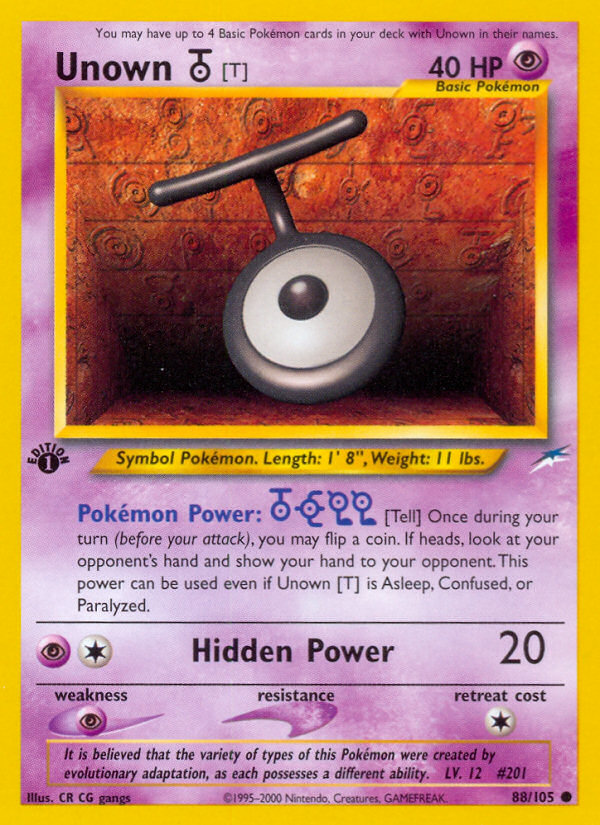 Unown [T] (88/105) [Neo Destiny 1st Edition] | Fandemonia Ltd