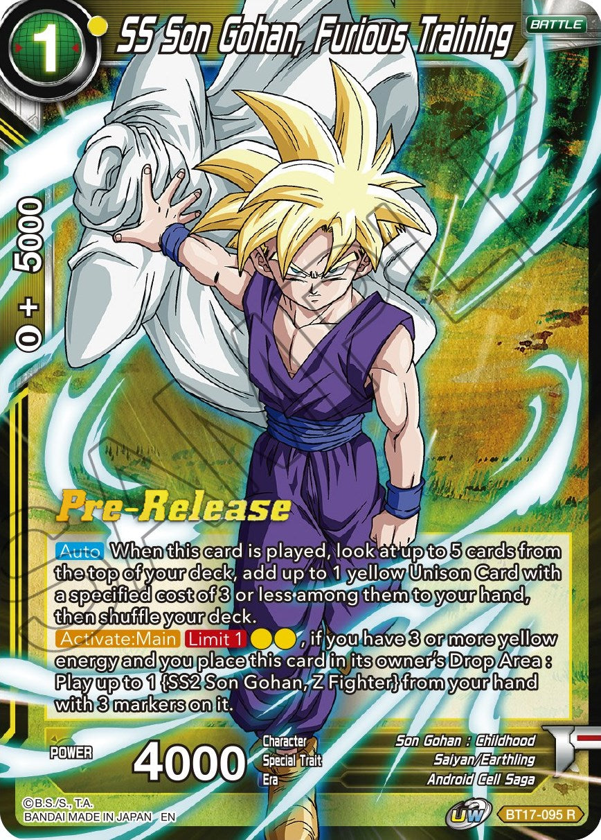 SS Son Gohan, Furious Training (BT17-095) [Ultimate Squad Prerelease Promos] | Fandemonia Ltd