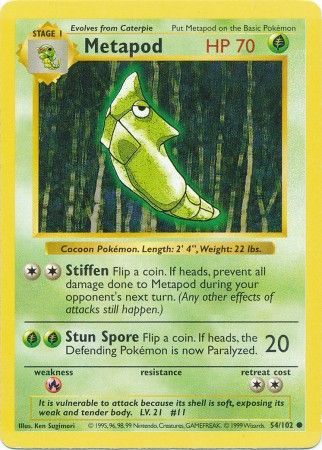 Metapod (54/102) [Base Set Shadowless Unlimited] | Fandemonia Ltd