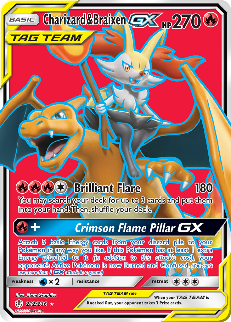 Charizard & Braixen GX (212/236) [Sun & Moon: Cosmic Eclipse] | Fandemonia Ltd