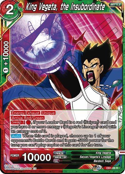 King Vegeta, the Insubordinate (EB1-56) [Battle Evolution Booster] | Fandemonia Ltd