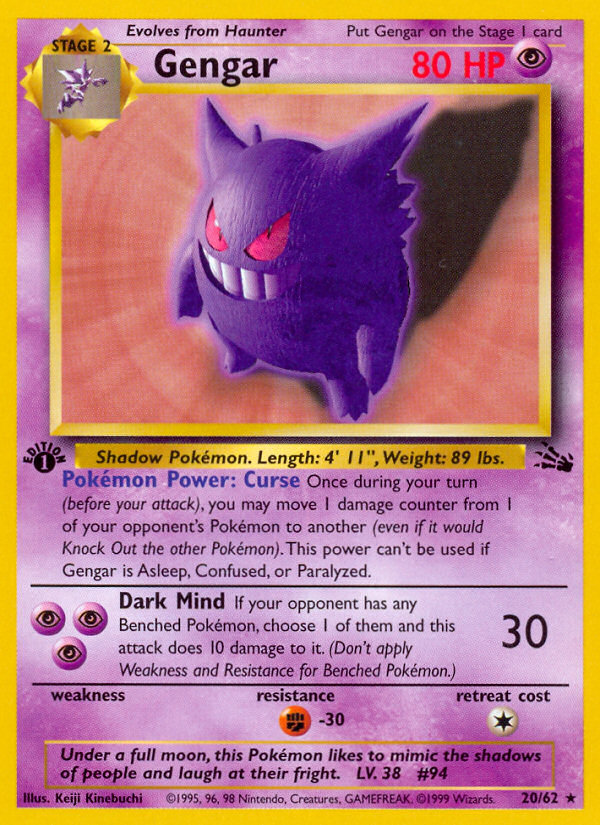 Gengar (20/62) [Fossil 1st Edition] | Fandemonia Ltd