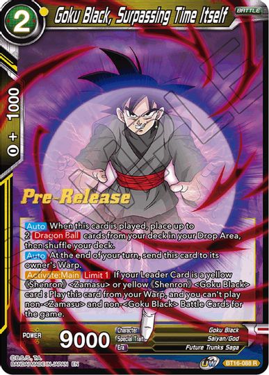 Goku Black, Surpassing Time itself (BT16-088) [Realm of the Gods Prerelease Promos] | Fandemonia Ltd