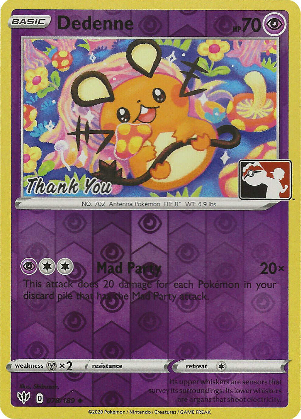 Dedenne (078/189) (Thank You Promo) [Sword & Shield: Darkness Ablaze] | Fandemonia Ltd