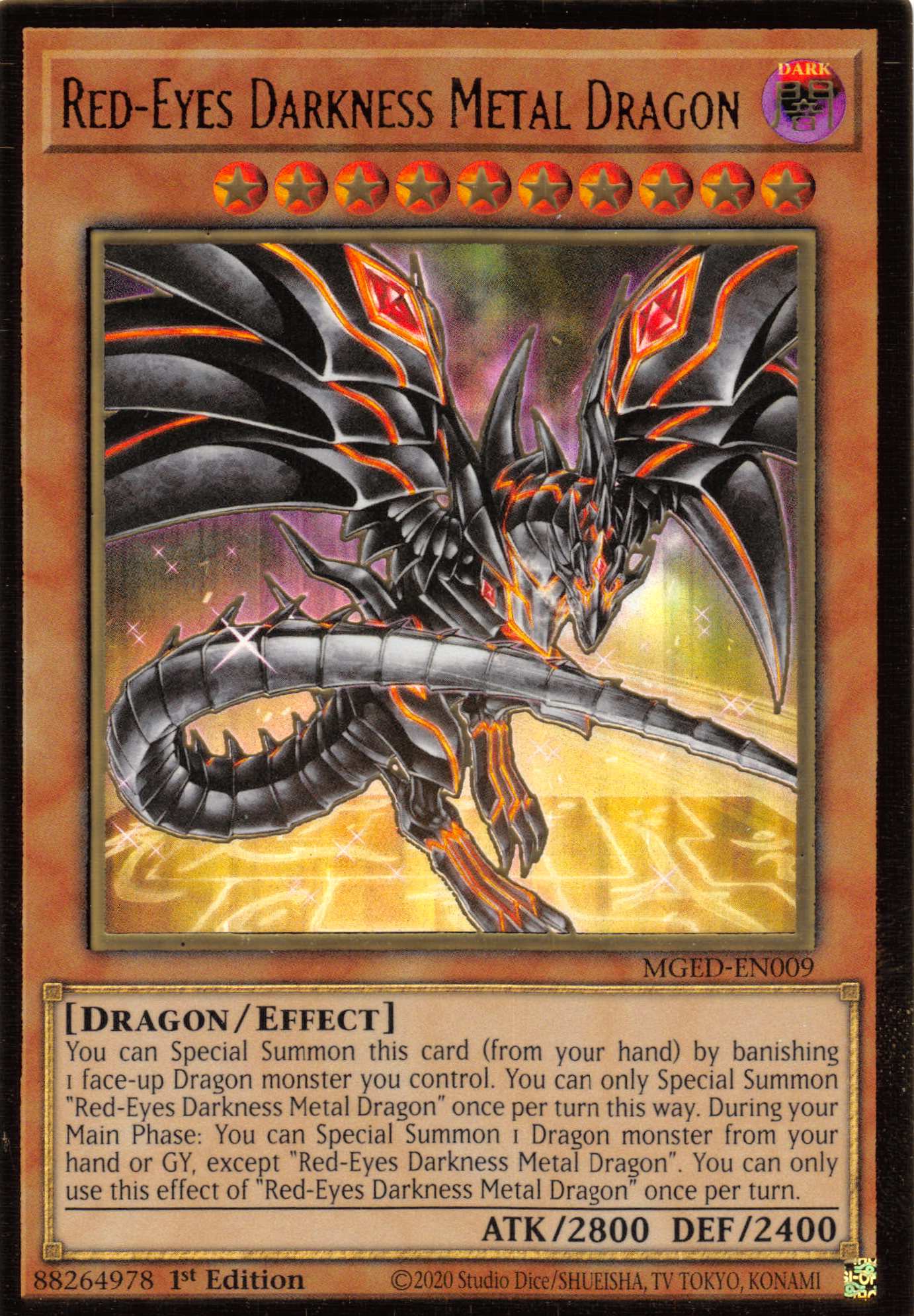 Red-Eyes Darkness Metal Dragon (Alternate Art) [MGED-EN009] Gold Rare | Fandemonia Ltd