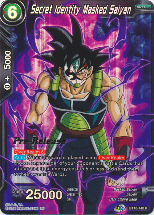 Secret Identity Masked Saiyan (BT10-140) [Rise of the Unison Warrior Prerelease Promos] | Fandemonia Ltd