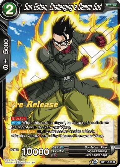 Son Gohan, Challenging a Demon God (BT16-103) [Realm of the Gods Prerelease Promos] | Fandemonia Ltd