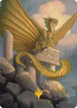 Ancient Gold Dragon Art Card (05) (Gold-Stamped Signature) [Commander Legends: Battle for Baldur's Gate Art Series] | Fandemonia Ltd