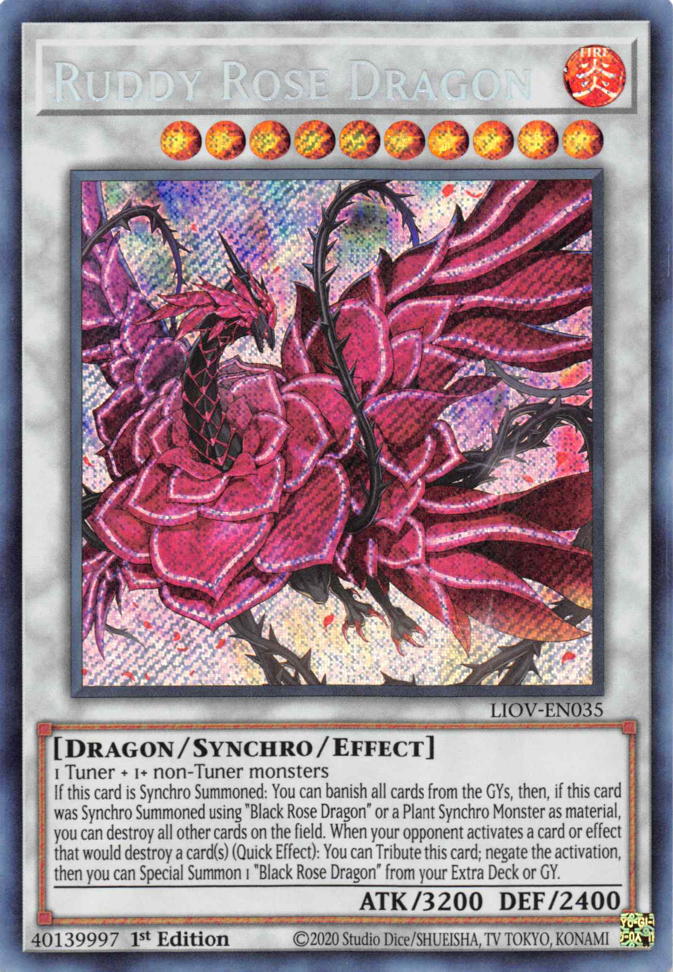 Ruddy Rose Dragon [LIOV-EN035] Secret Rare | Fandemonia Ltd