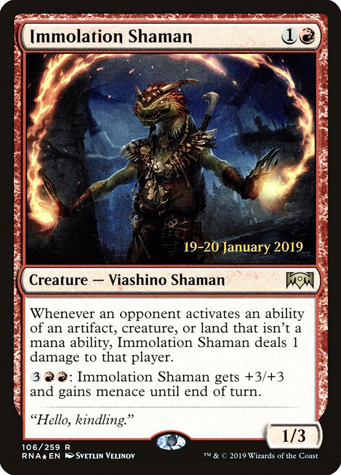 Immolation Shaman [Ravnica Allegiance Prerelease Promos] | Fandemonia Ltd