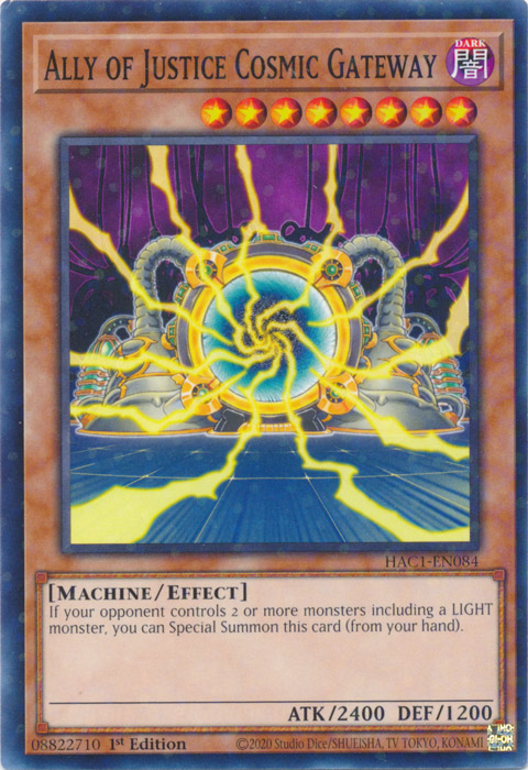 Ally of Justice Cosmic Gateway (Duel Terminal) [HAC1-EN084] Parallel Rare | Fandemonia Ltd