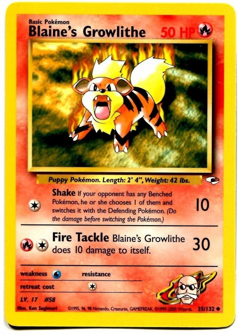 Blaine's Growlithe (35/132) [Gym Heroes Unlimited] | Fandemonia Ltd