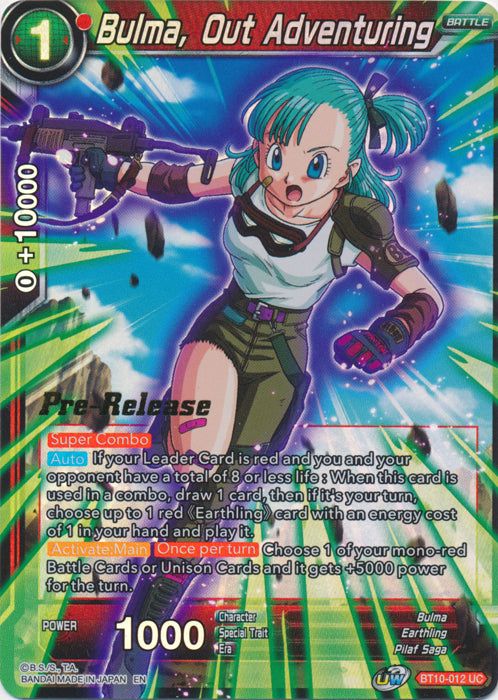 Bulma, Out Adventuring (BT10-012) [Rise of the Unison Warrior Prerelease Promos] | Fandemonia Ltd