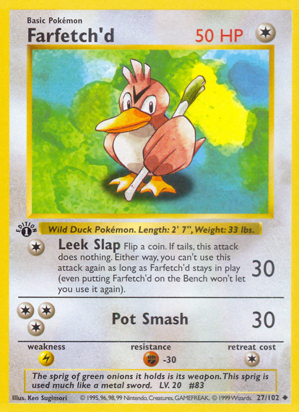 Farfetch'd (27/102) (Shadowless) [Base Set 1st Edition] | Fandemonia Ltd